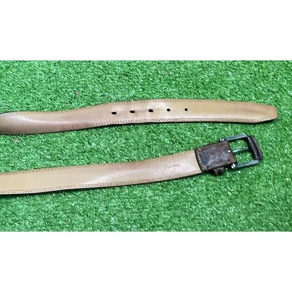 H.S. Trask Brown Genuine American Bison Leather Men's Belt Size 44 EUC Gallatin - Picture 5 of 9